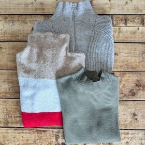 Cowl & Mock Neck Sweater Top 3pc Bundle